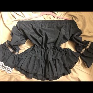 Navy blue off shoulder blouse